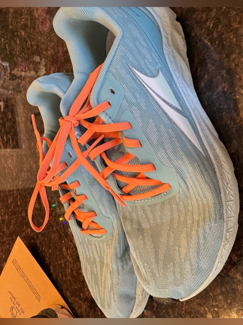 Altra Rivera Light Blue Running Sneakers with Orange Laces sz 8